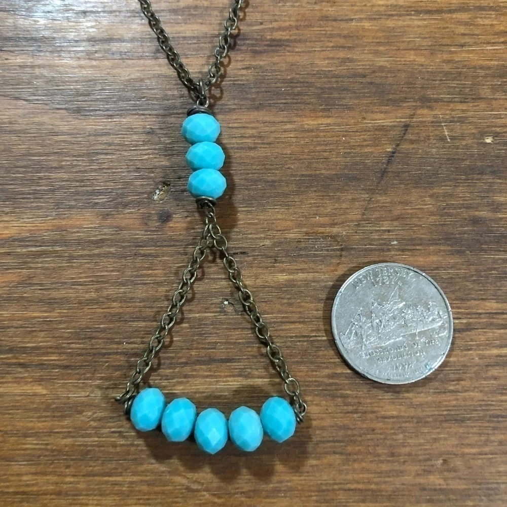 Vintage Boho Feel Turquoise Beaded Y Necklace